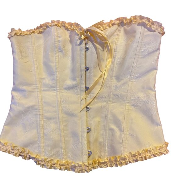 Yellow Ruffled Eyelet Lace-Up Corset - Picture 2 of 5